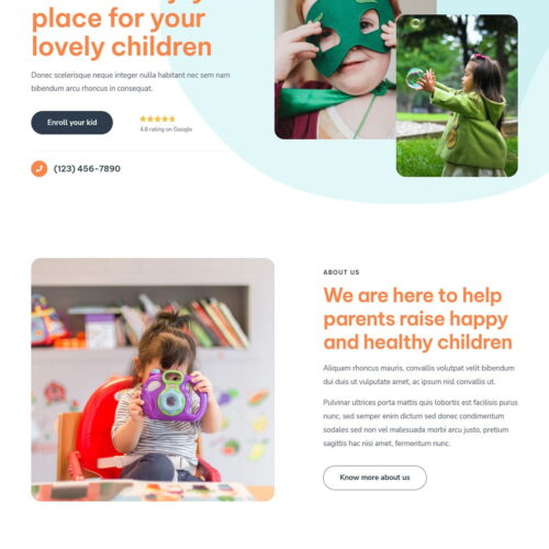 Макет сайта Wordpress "Услуги по уходу за детьми"